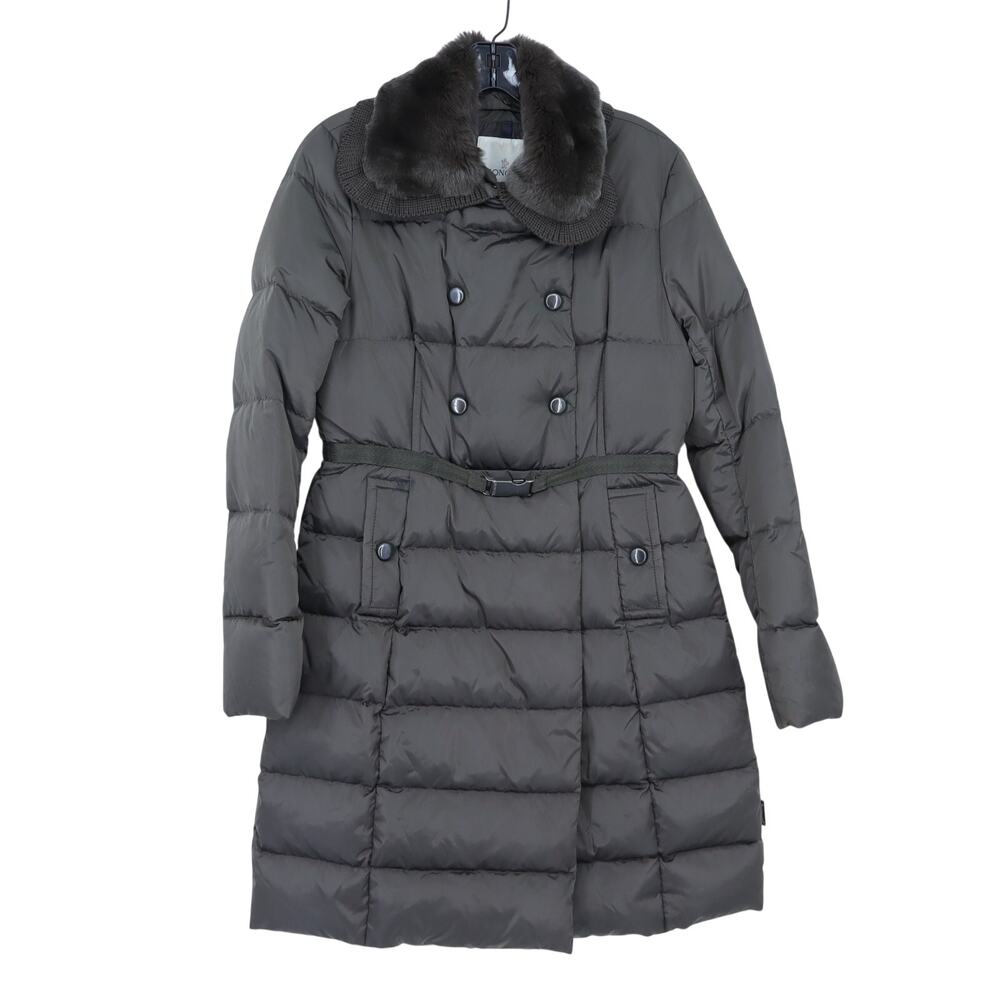 Moncler Alchemille Giubbotto Down Puffer Coat Brown Double Breasted Women's 2/M